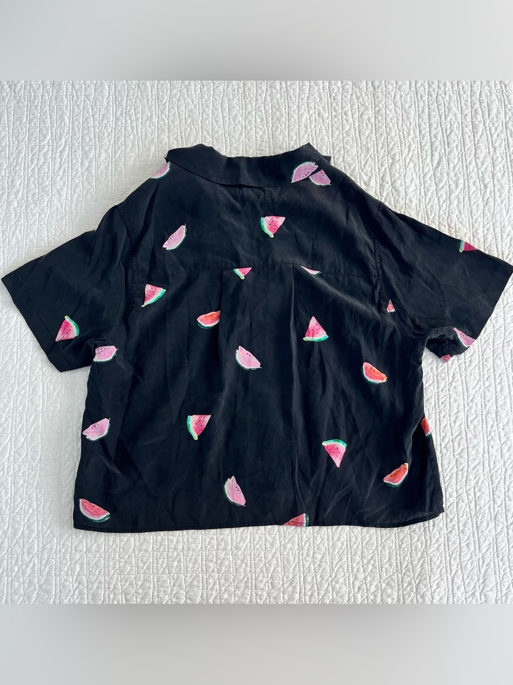Rails Black Short-Sleeve Button-Up Shirt with Pink Watermelon Print Size S - Picture 3 of 3